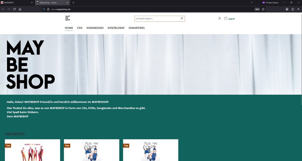 MAYBESHOP - weiter zur Website... MAYBESHOP - CDs, DVDs, Songbooks und Merchandise einkaufen